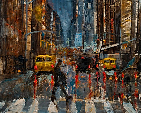 Rainy City Nights - Oil by Gray Artus