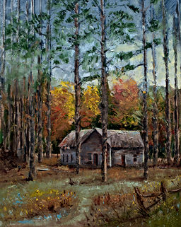 Old North Carolina homestead oil painting by Asheville artist Gray Artus
House in the pines in the land of the long leaf pine