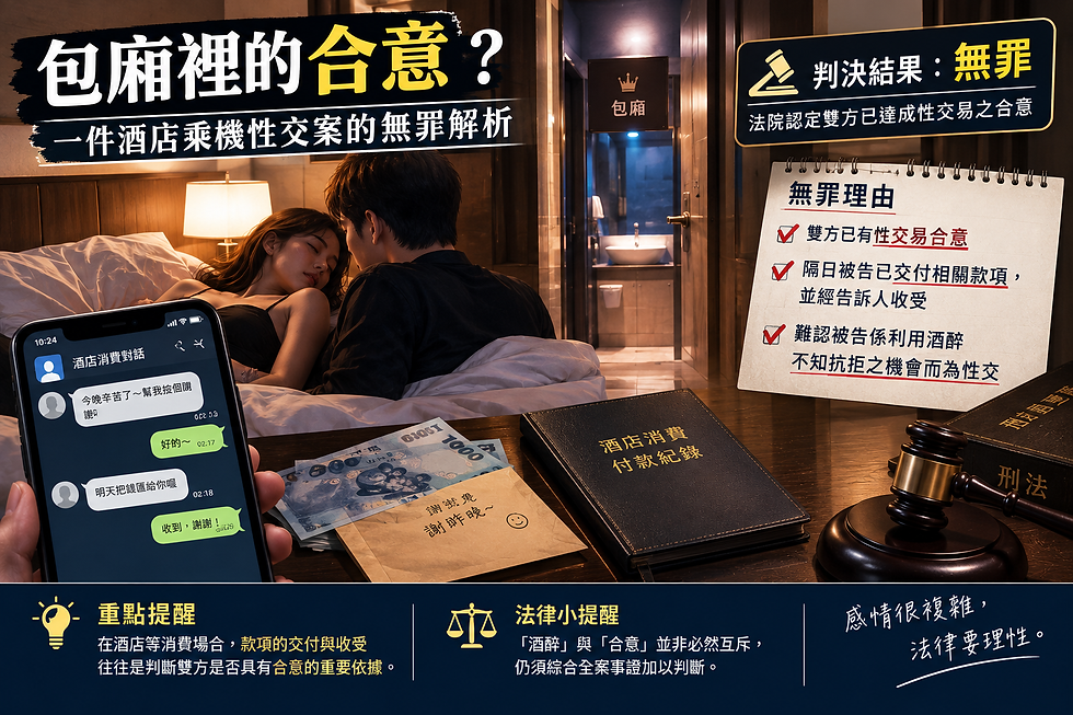 包廂裡的合意?一件酒店乘機性交案的無罪解析