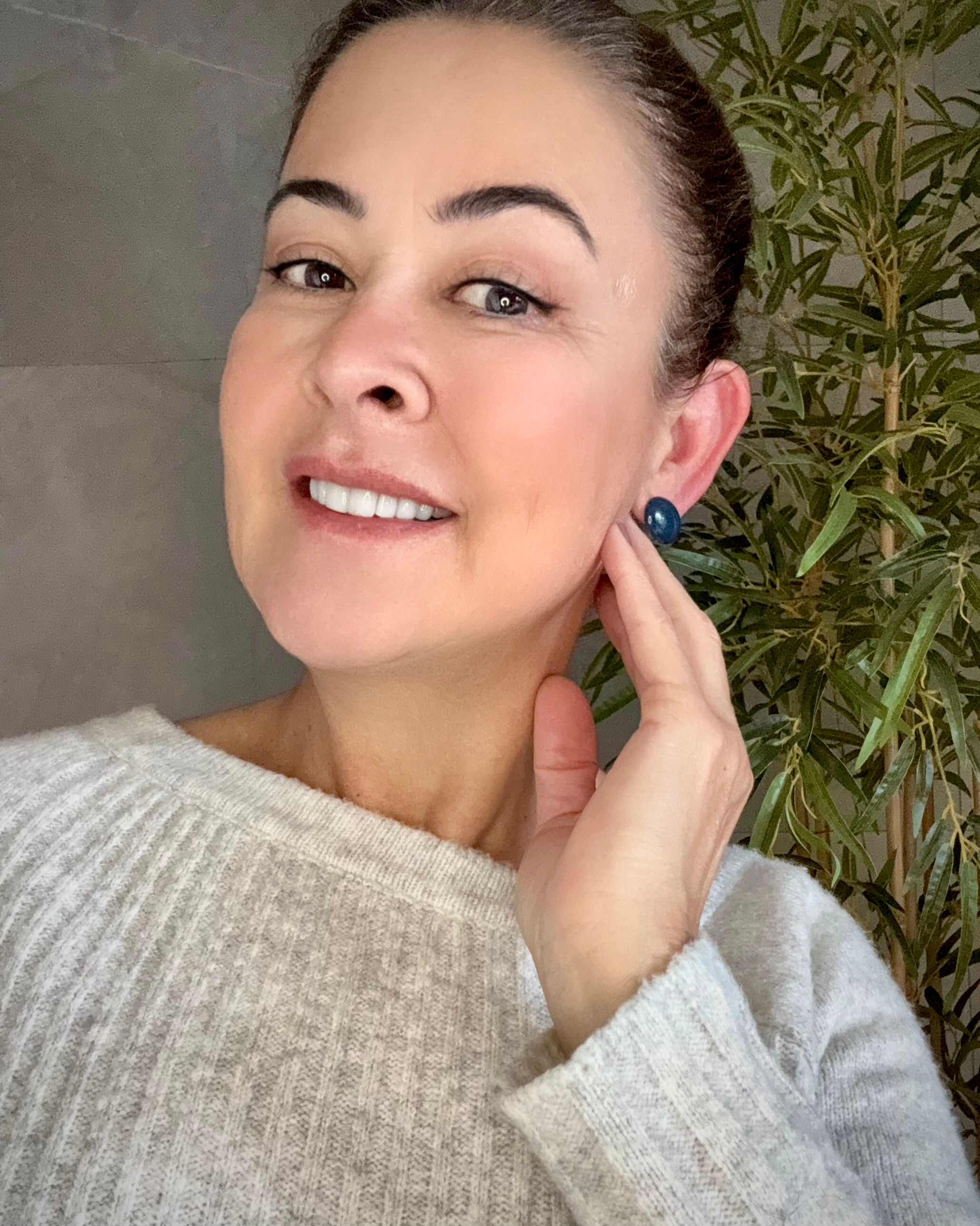 Brincos redondos azul petróleo P.