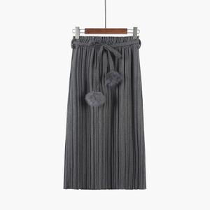 Thumbnail: 复古显瘦松紧高腰毛呢百褶半身裙