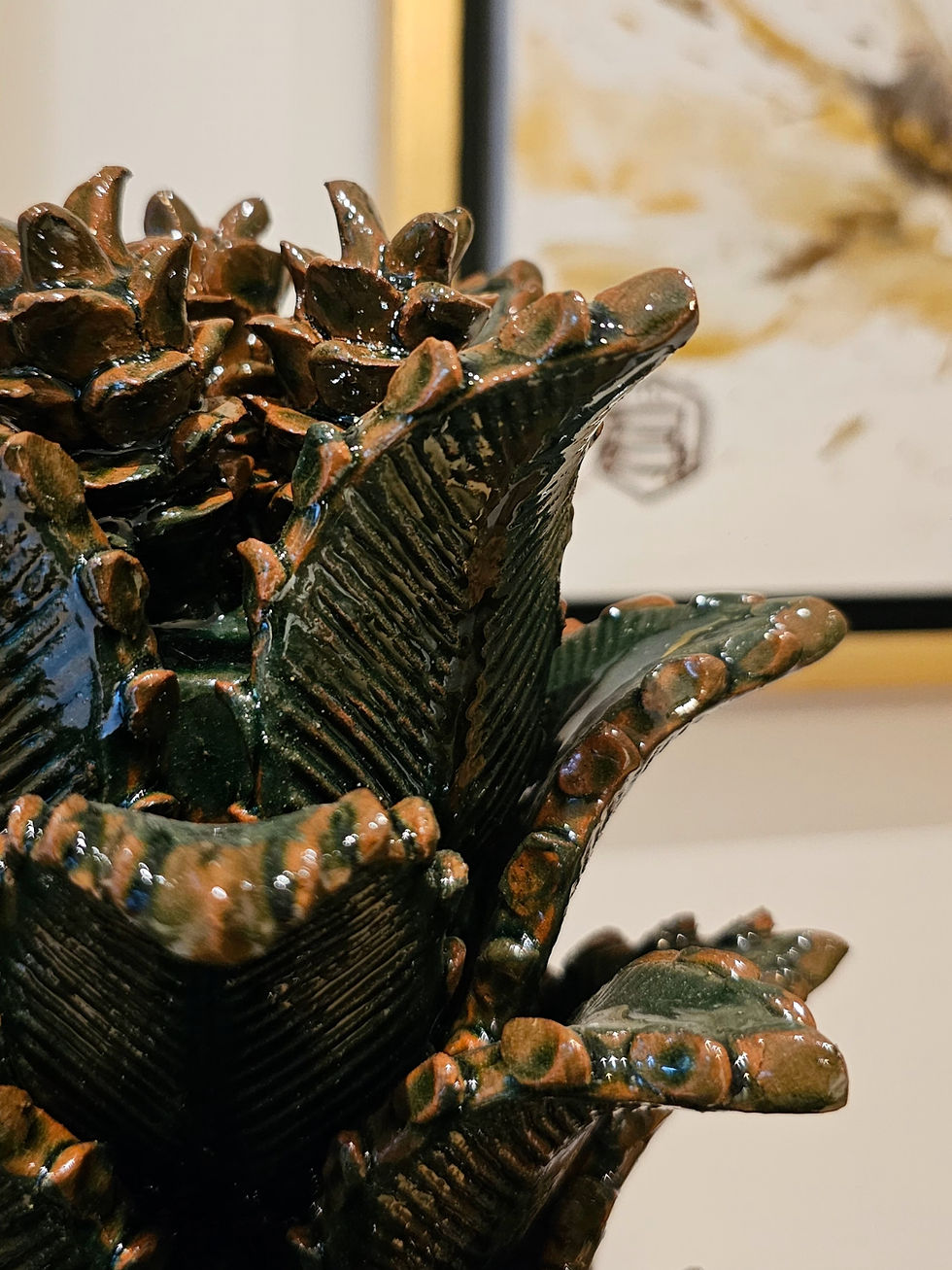 Miniatura: Piña de cerámica verde- marrón