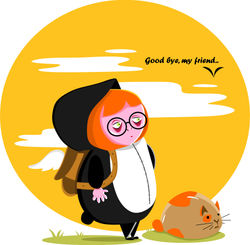 девочка и кот