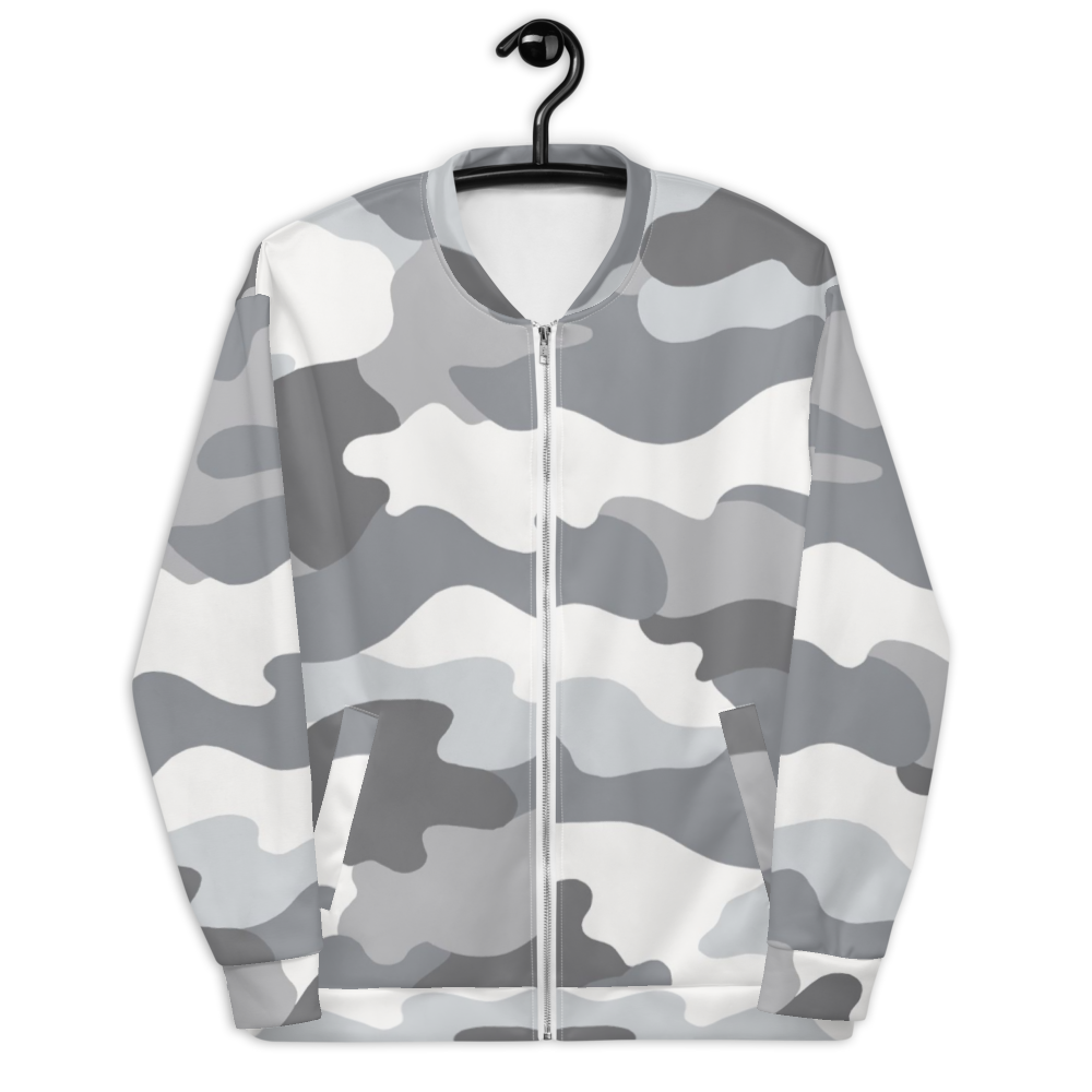 Grey Camo Unisex Bomber Jacket