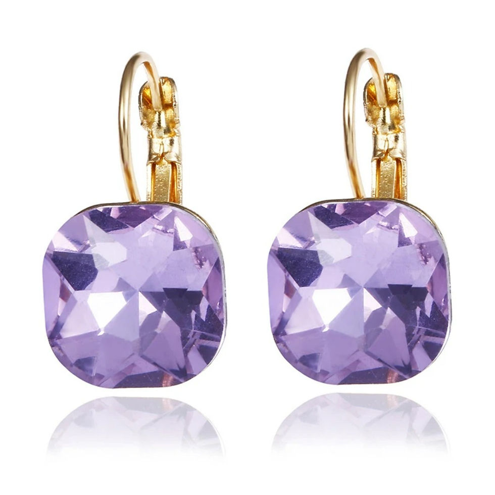 Thumbnail: Square Crystal Stud Earrings – Multicolor Sparkle Collection for Women