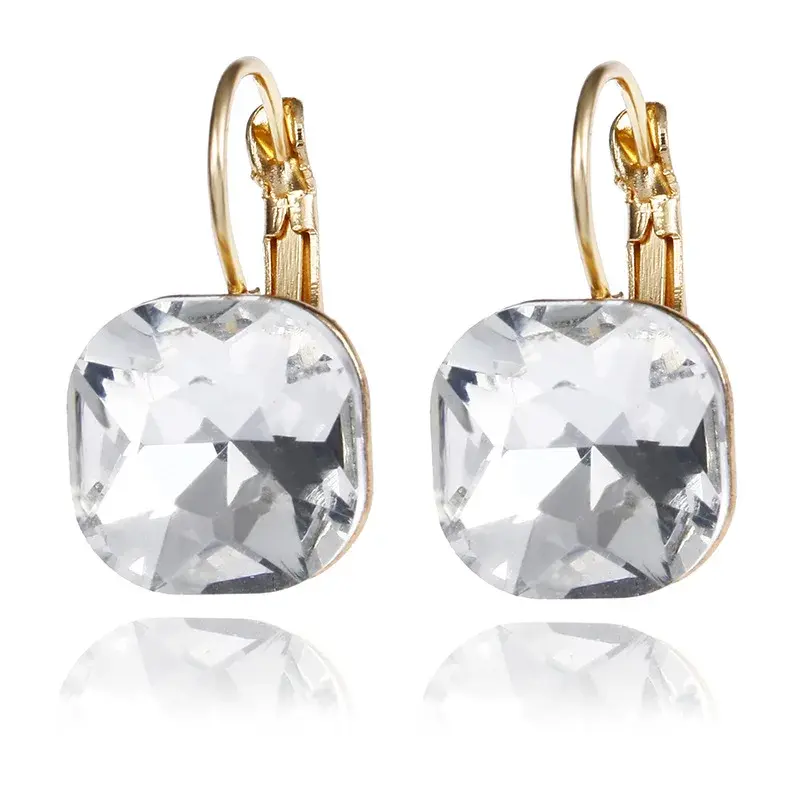 Thumbnail: Square Crystal Stud Earrings – Multicolor Sparkle Collection for Women