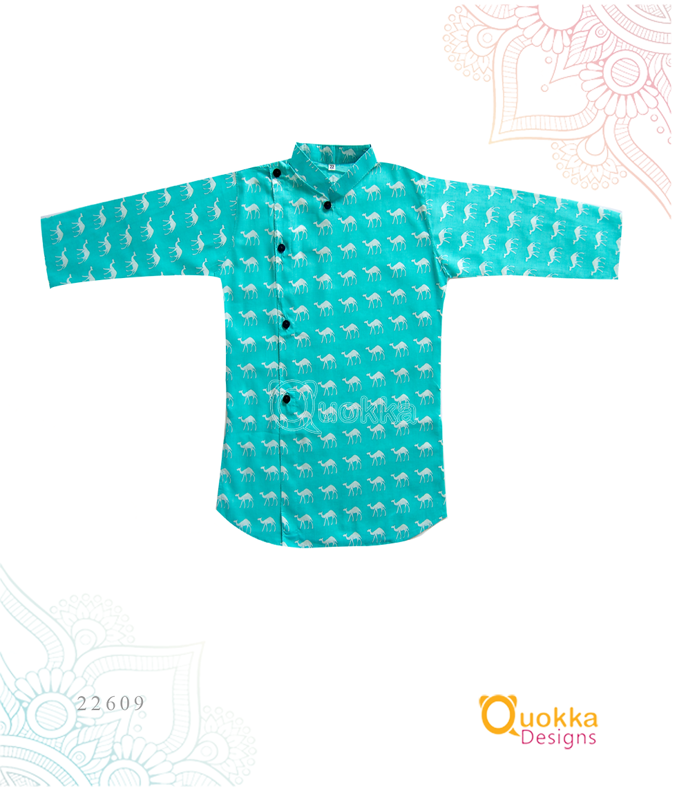 Thumbnail: Camel Print kurta Pyjama - Sea Green - 22609