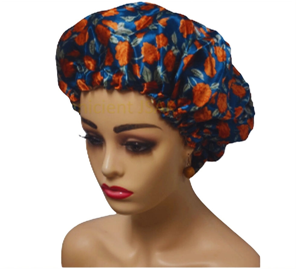 Miniature : Vibrant Ankara Double-Layered Satin Bonnet