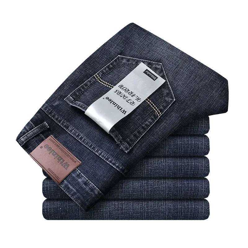 Miniaturbild: Men's Casual Straight-Leg Stretch Jeans – Slim Fit, Midweight Denim
