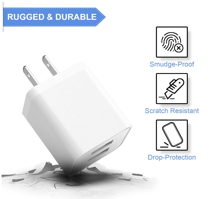 الصورة المصغرة: 2.4A Dual USB Port Fast Wall Charger – Compact & Efficient