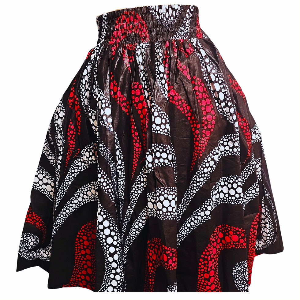 الصورة المصغرة: Handmade 100% Cotton Wax Print Skirt – Two Length Options