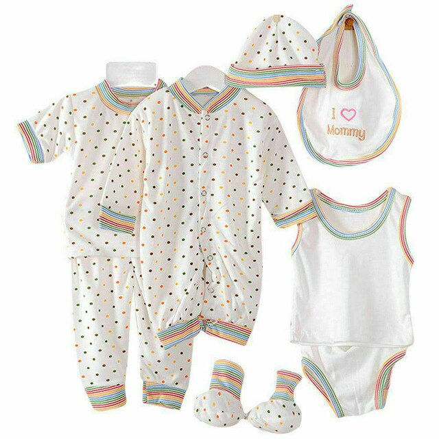 Miniatura: Unisex 8-Piece Newborn Baby Clothing Set – Cotton Cartoon Design