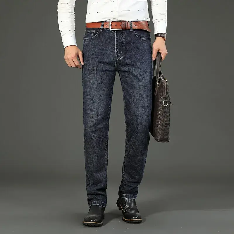 Miniatura: Men's Casual Straight-Leg Stretch Jeans – Slim Fit, Midweight Denim