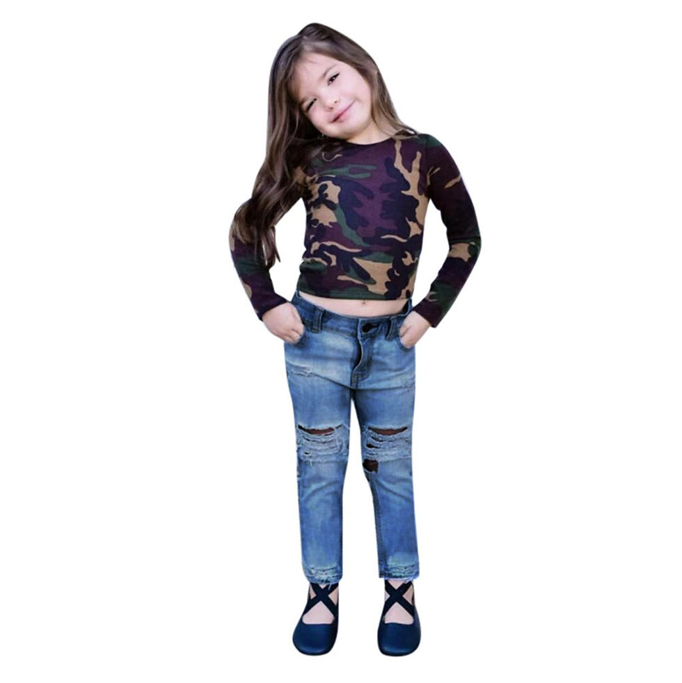 الصورة المصغرة: Summer Geometric Print Clothing Set for Toddler Girls – Cotton Blend