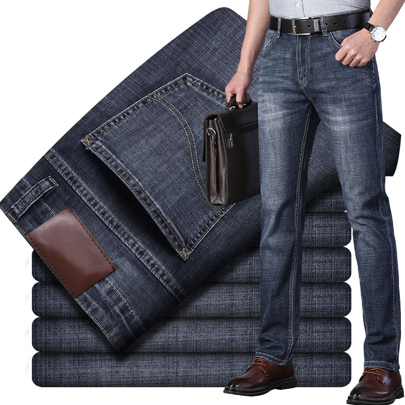 Miniatura: Premium Men's Straight-Leg Stretch Jeans – Business Casual Comfort