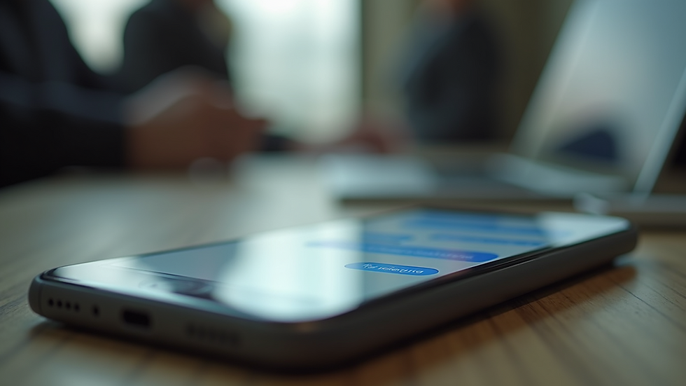 Eye-level view of a smartphone displaying chat notifications