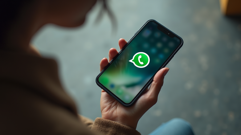 High angle view of a smartphone with a WhatsApp conversation screen