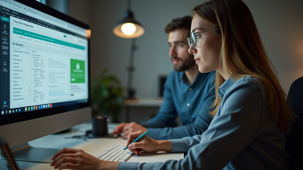 Wide angle view of a user testing a booking system