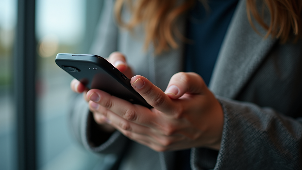 Eye-level view of a person engaging with a mobile communication app