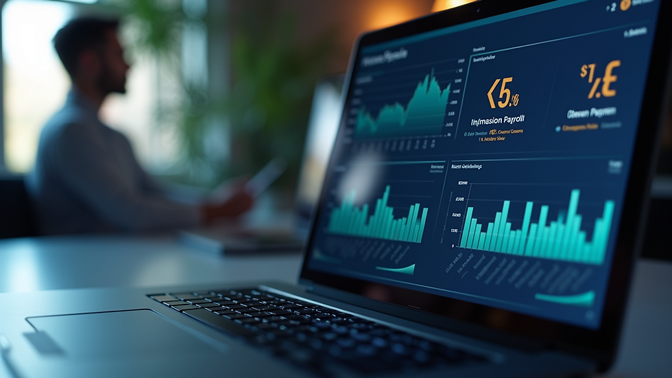 Eye-level view of a sleek payroll dashboard interface