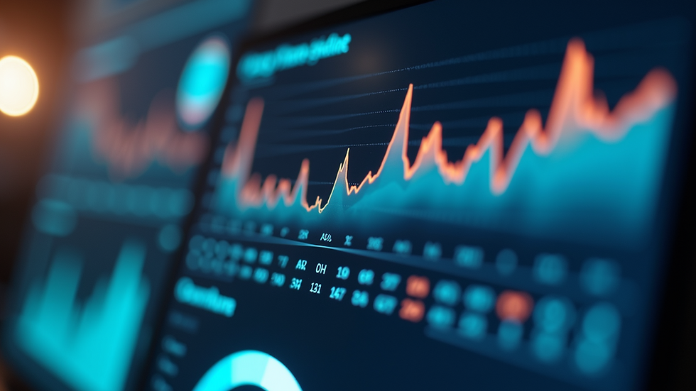 Close-up view of a digital marketing dashboard displaying analytics