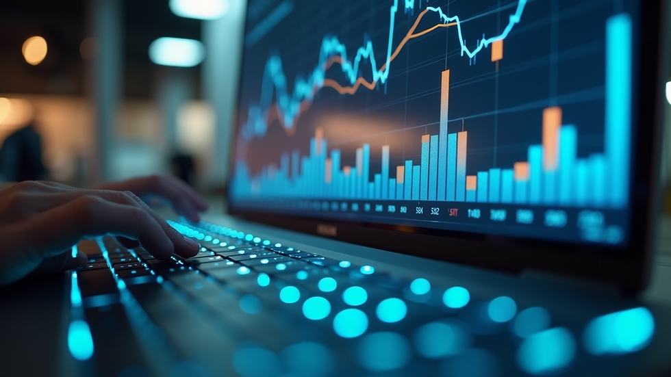 Eye-level view of interactive data analytics interface