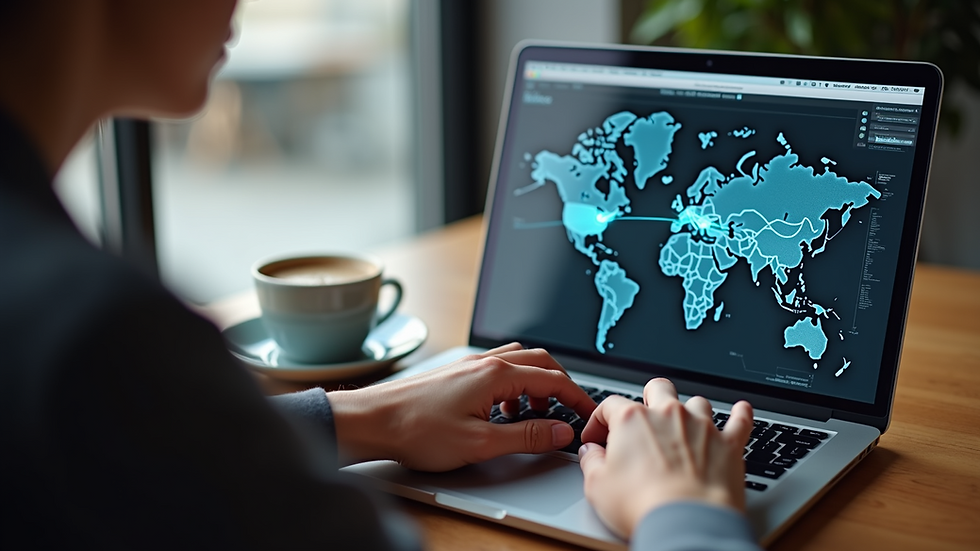 High-angle view of a customer engaging with a marketing platform on a laptop