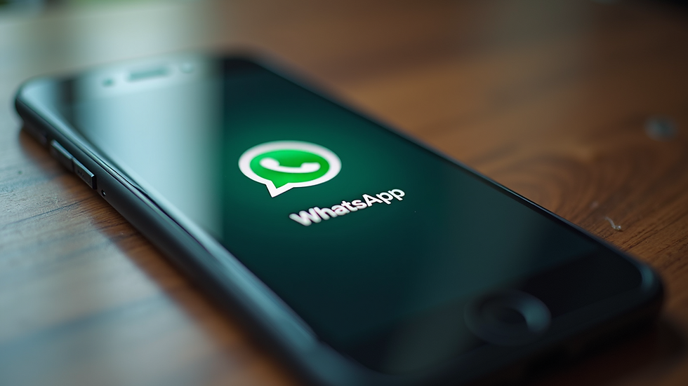 Eye-level view of a smartphone with WhatsApp notification