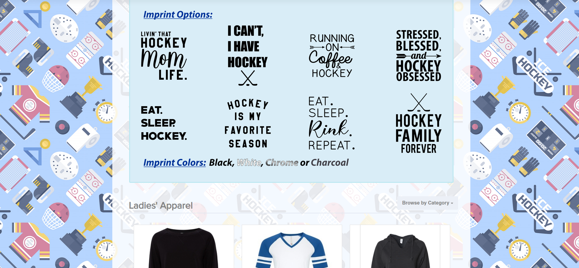 Hockey Mom Order My Gear Page