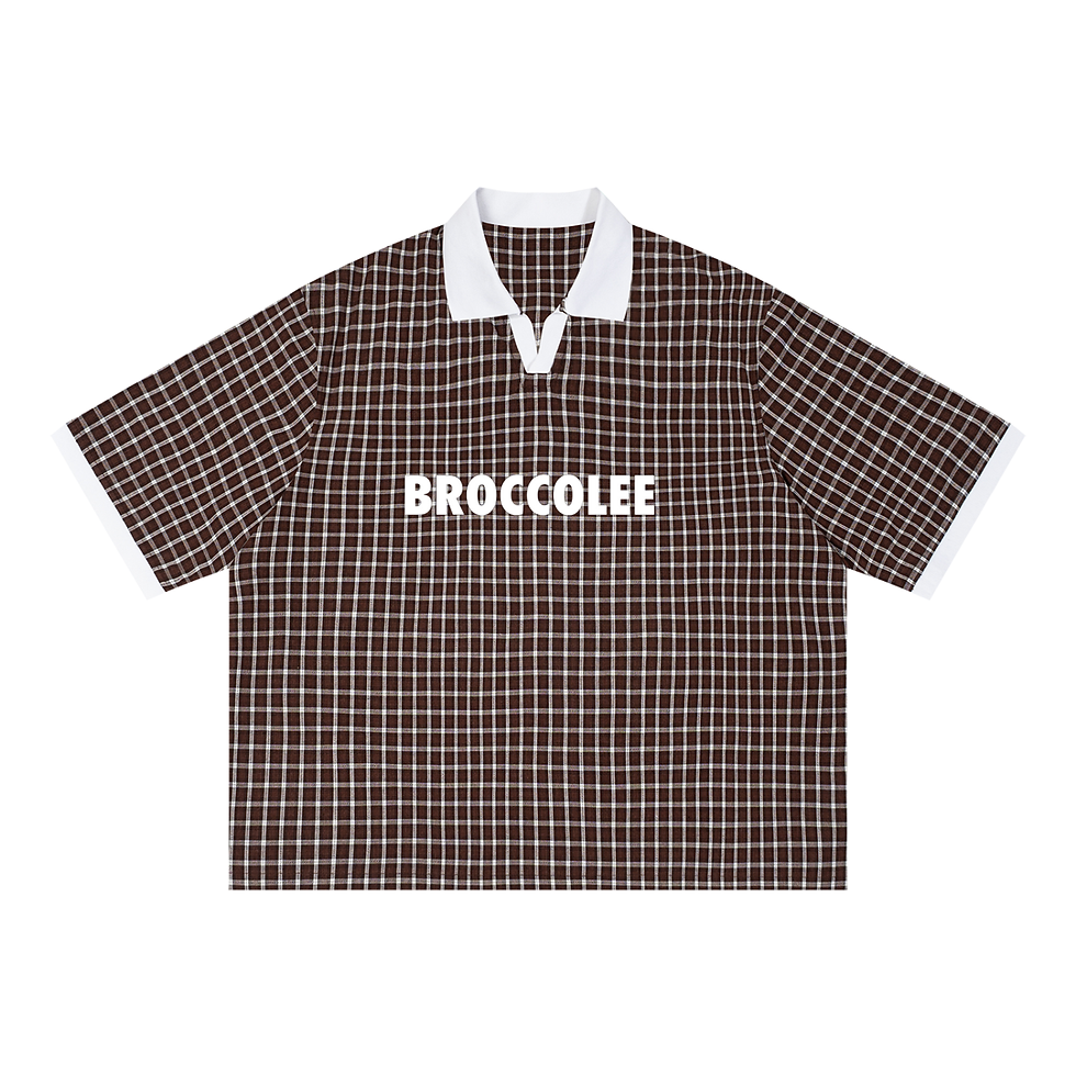 Thumbnail: BROCCOLEE Boxy Plaid Color Block Polo Shirt