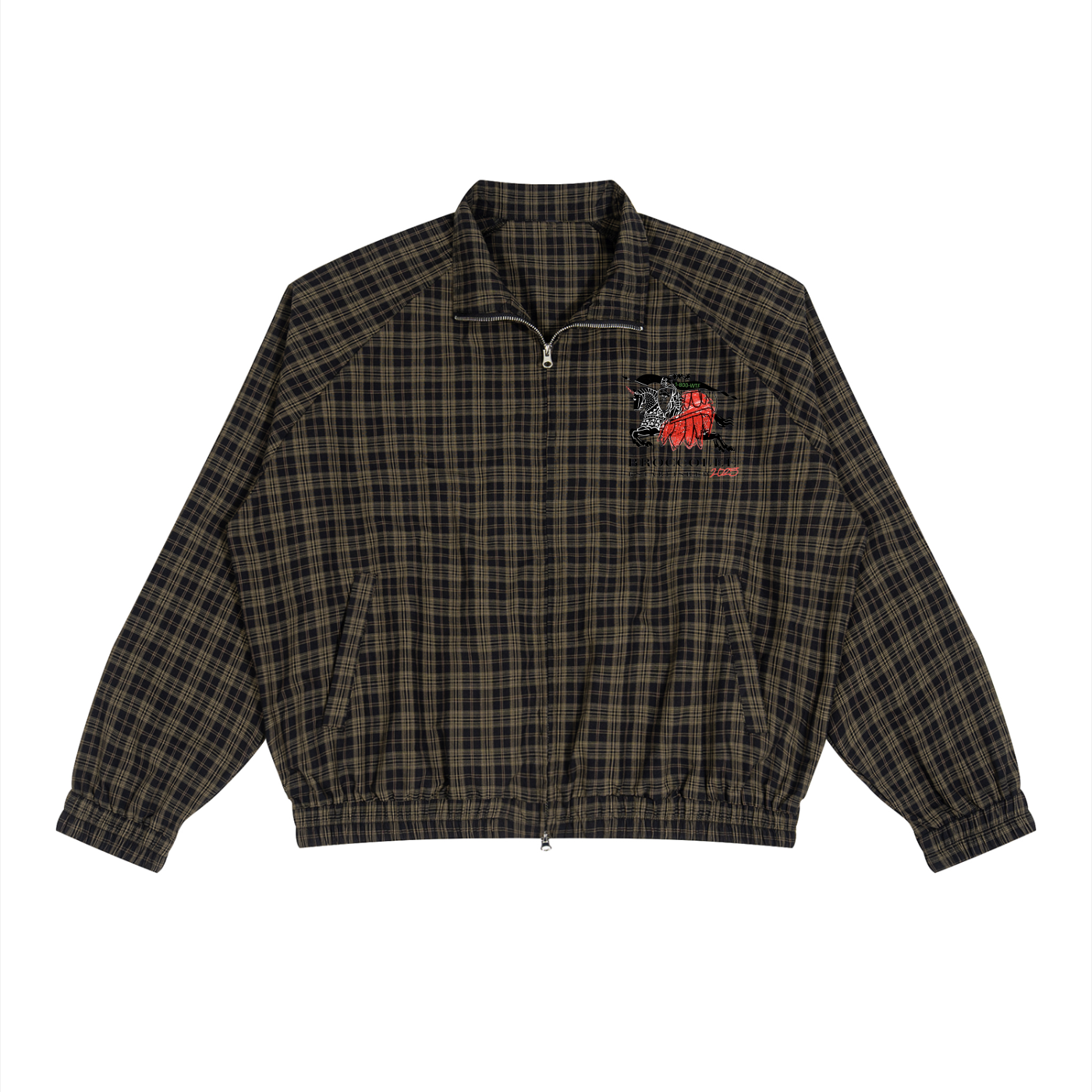 Plaid Full-Zip Track Jacket