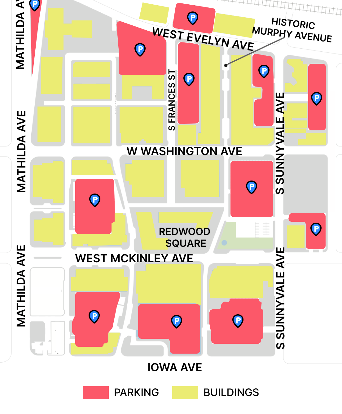 Downtown parking takes up much valuable land.