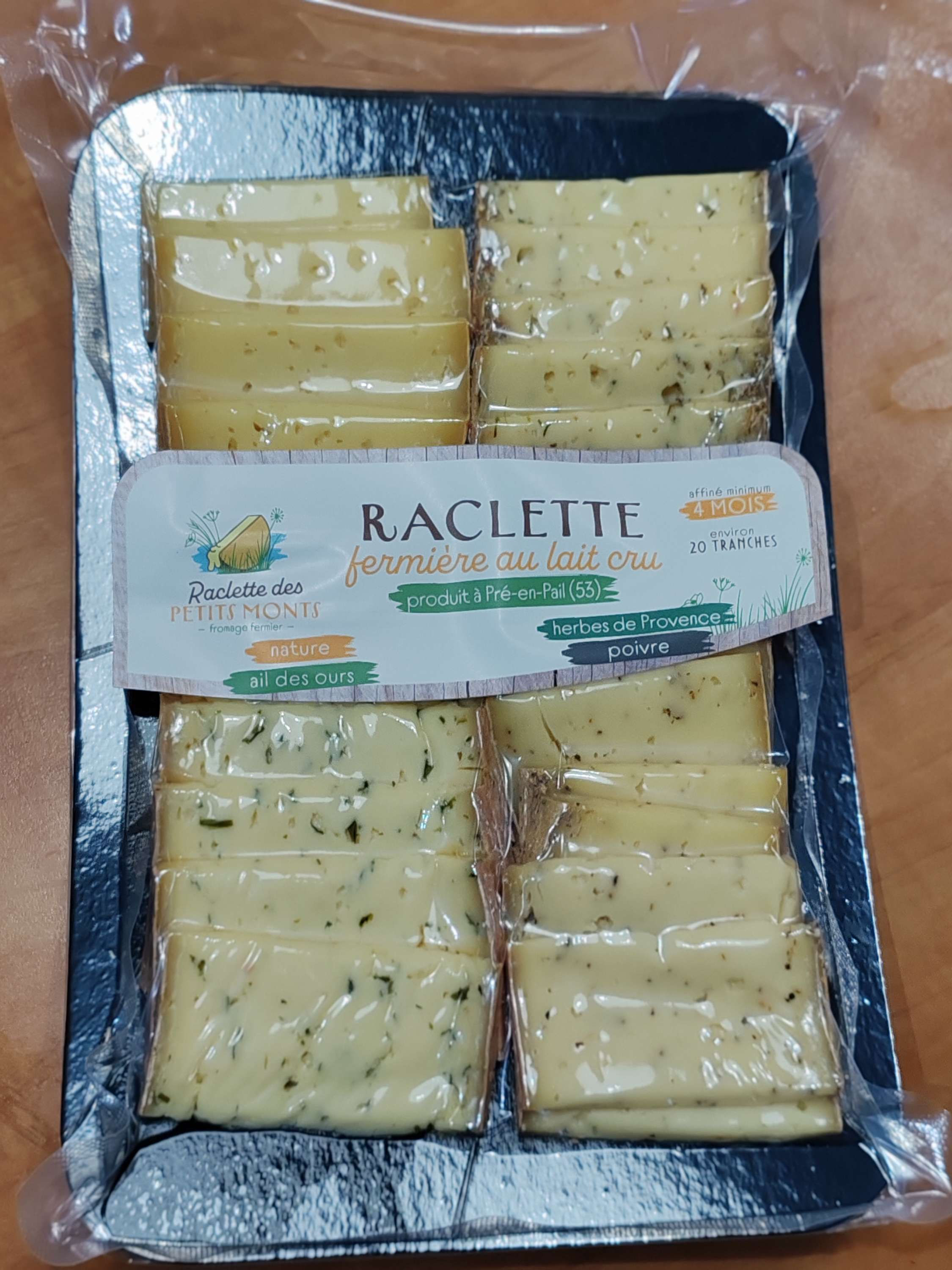 Plateau à raclette fermière et BIO - 4 saveurs Authentiques - 4 pers - 600gr