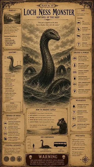 The Loch Ness Monster infographic poster from Legends of Myth