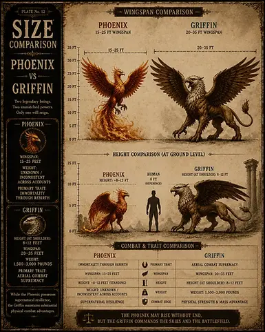 Girffin v Phoenix size compairson, mythical matchup