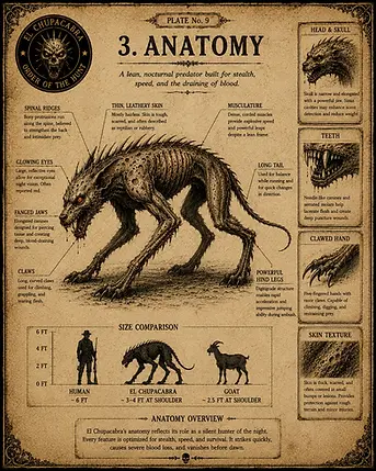 Anatomy of the chupacabra, cryptid creature of legend