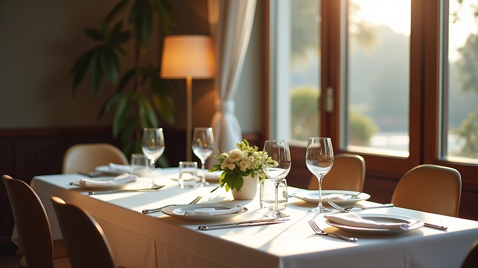 Vue rapprochée d'une table élégamment dressée pour un repas d'entreprise