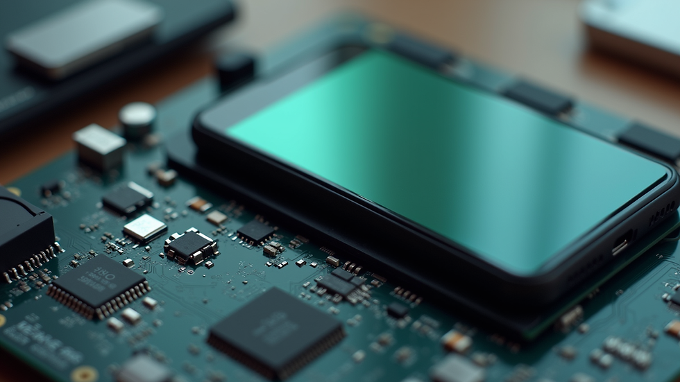 close-up view of smartphone battery and charging circuit board