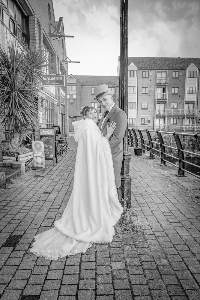 swansea marina wedding photography of bride and groom