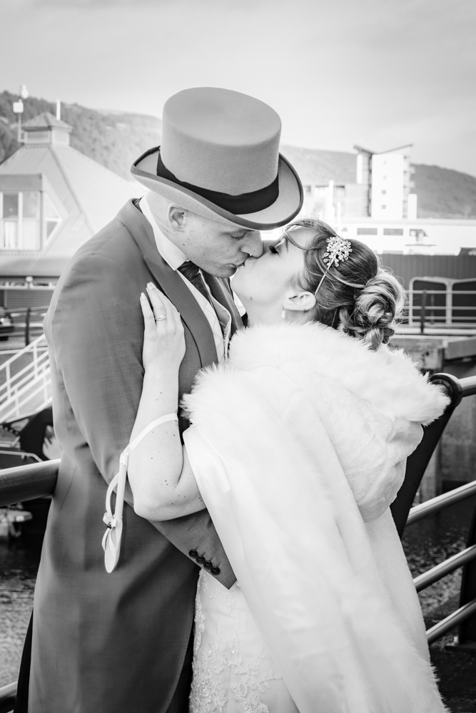 swansea marina wedding photography of bride and groom