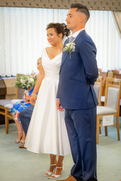 Bride and Groom say vows in Swansea Civic Centre