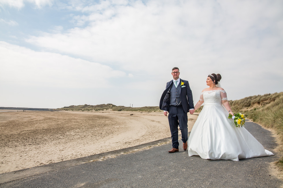 Walking Bride and Groom Photography with the Gower and Swansea Beach