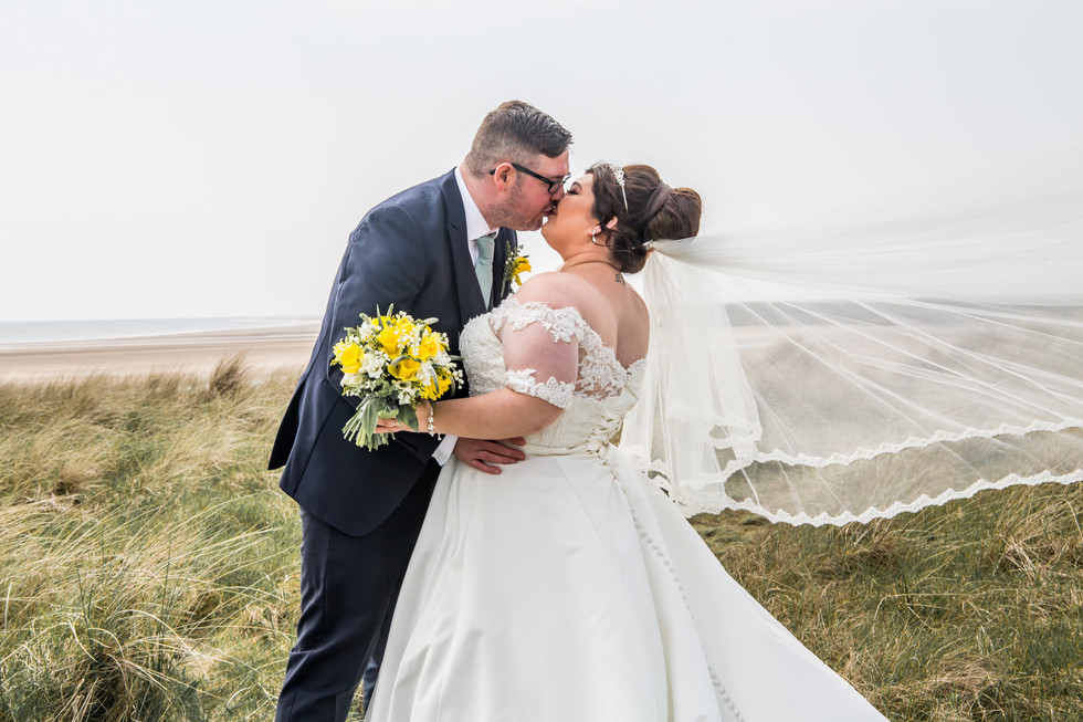 Wedding Kiss on the Beach at Burry Port Harbour, Llanelli, Carmarthenshire