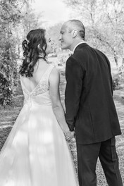 sylen lakes wedding photography of bride and groom holding hands