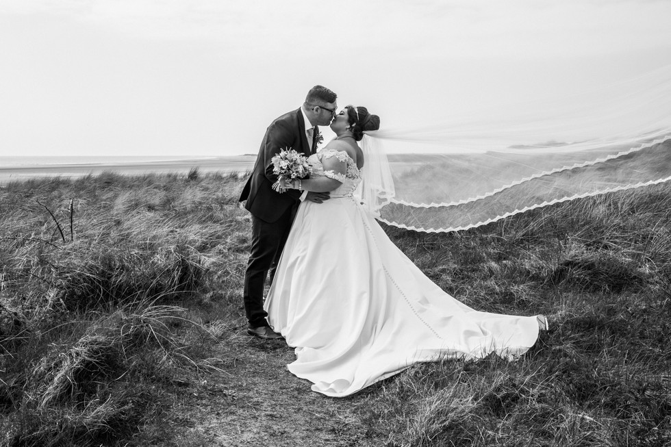 Wedding Kiss on the Beach at Burry Port Harbour, Llanelli, Carmarthenshire