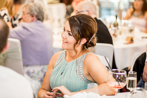 Bridesmaid Laughing at Speech at Stradey Park Hotel Llanelli, Carmarthenshire Wedding Photography