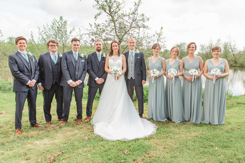 wedding party pose for wedding photographer in sylen lakes llanelli carmarthenshire