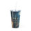 Thumbnail: Moonlit Canal Plastic Tumbler with Straw — Cozy Night Cityscape