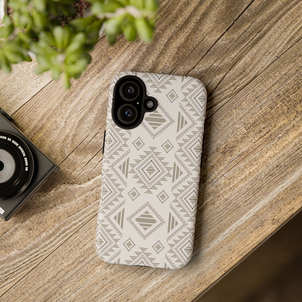 Thumbnail: Aztec Pattern Tough Phone Case — Neutral Tribal Protective Cover