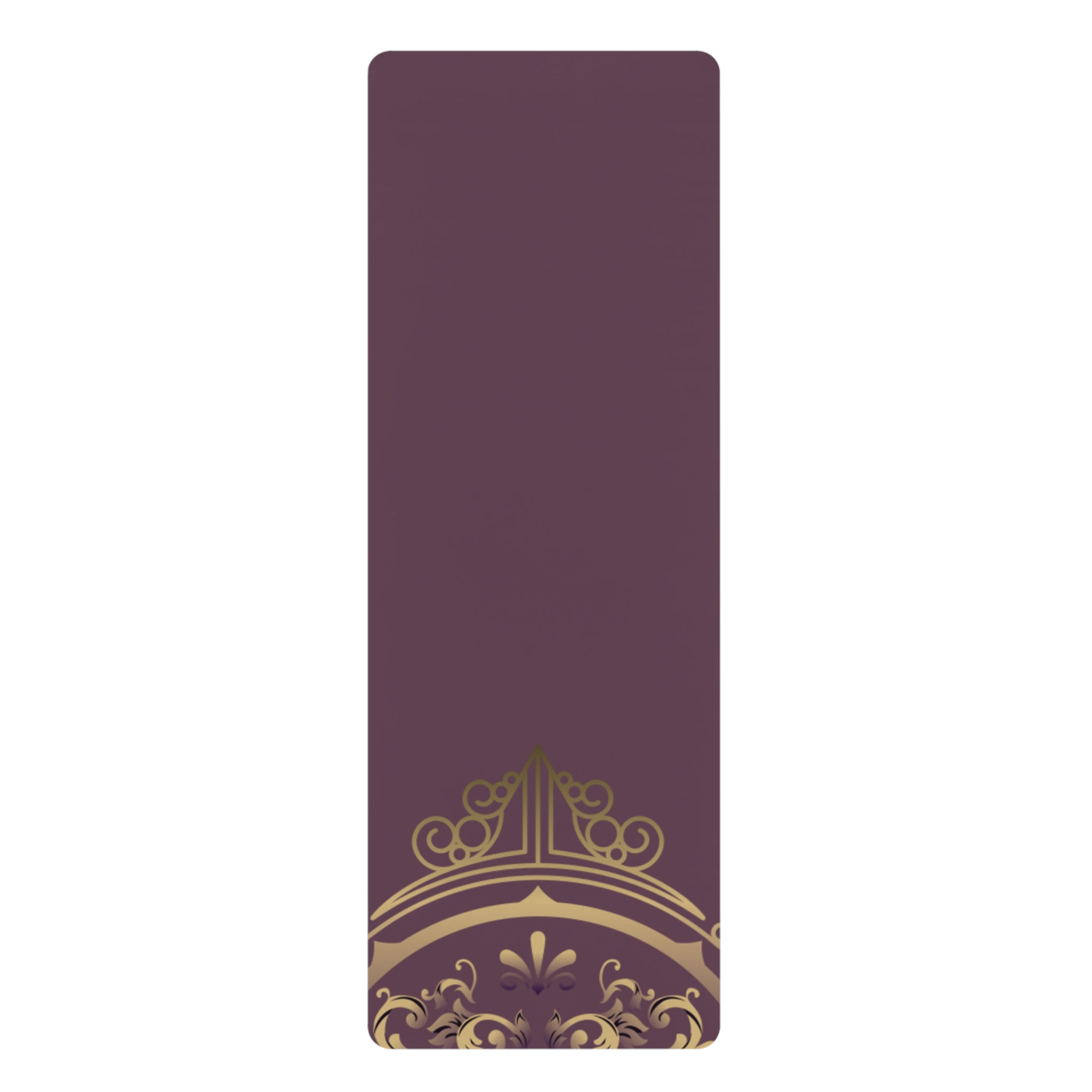 Premium Rubber Yoga Mat — Plum with Gold Mandala Accent